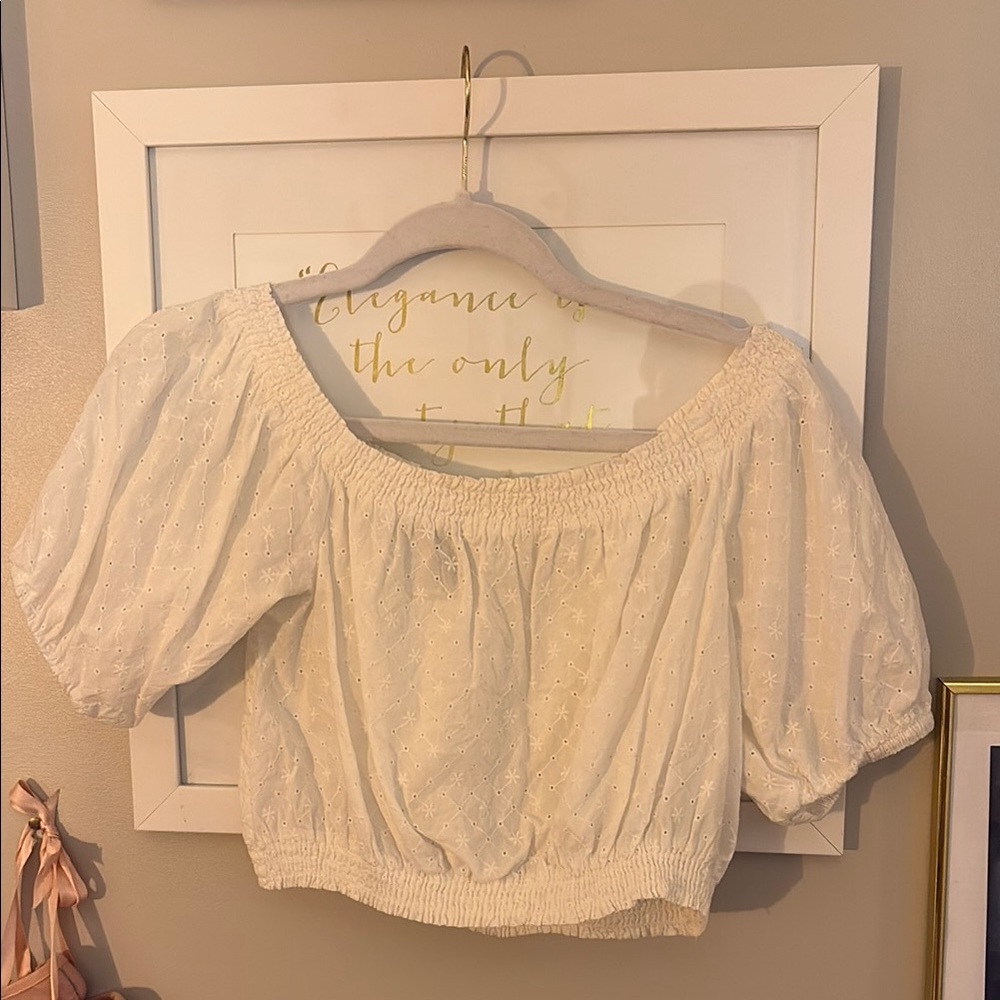 White Puff Sleeve Women's Top